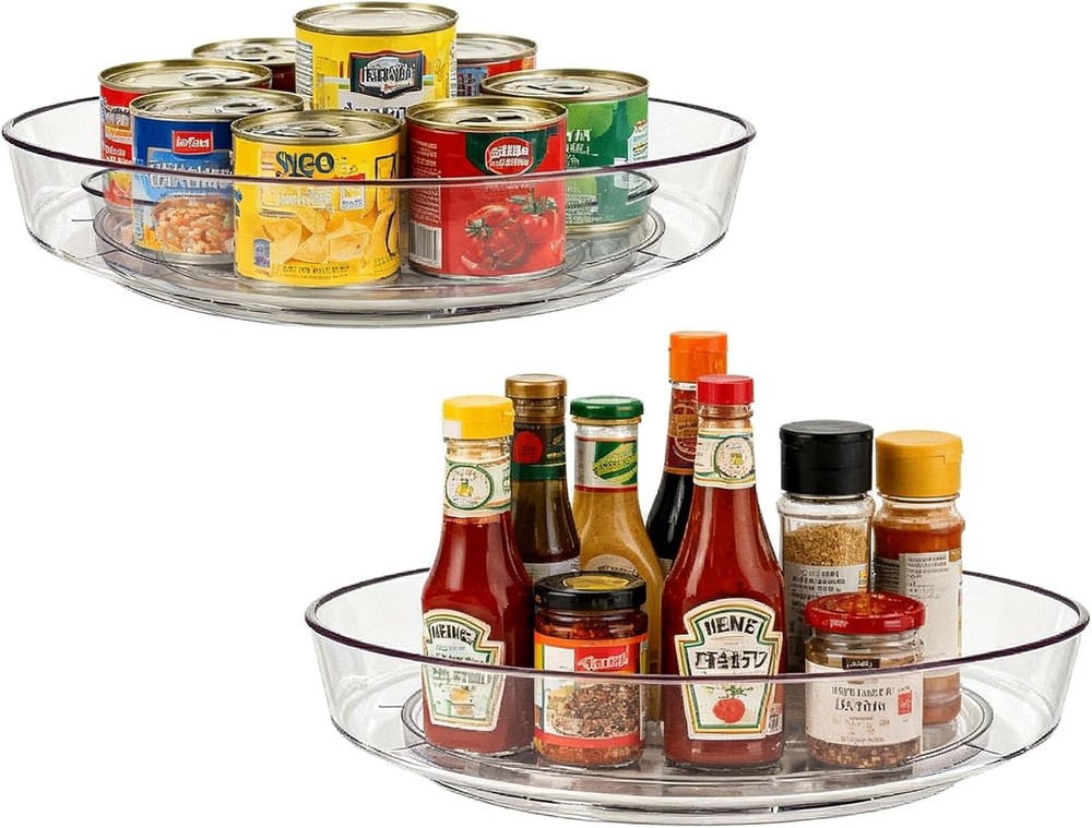 Lazy Susan Turntable for Spice Organization | Clear BPA-Free Plastic Rotating Or