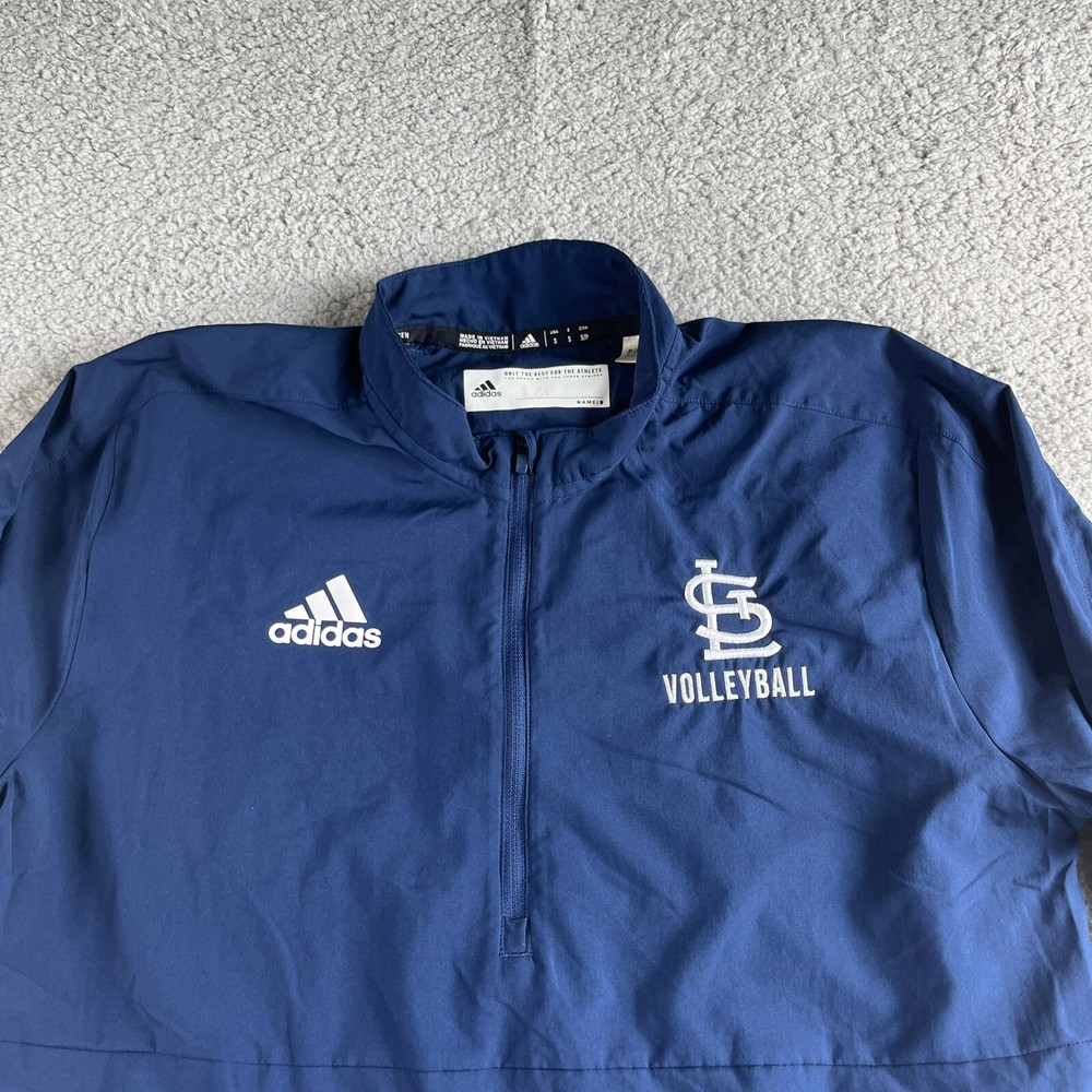 Adidas Mens Small Blue Aeroready Windbreaker 1/2 Zip Volleyball Jacket St Louis