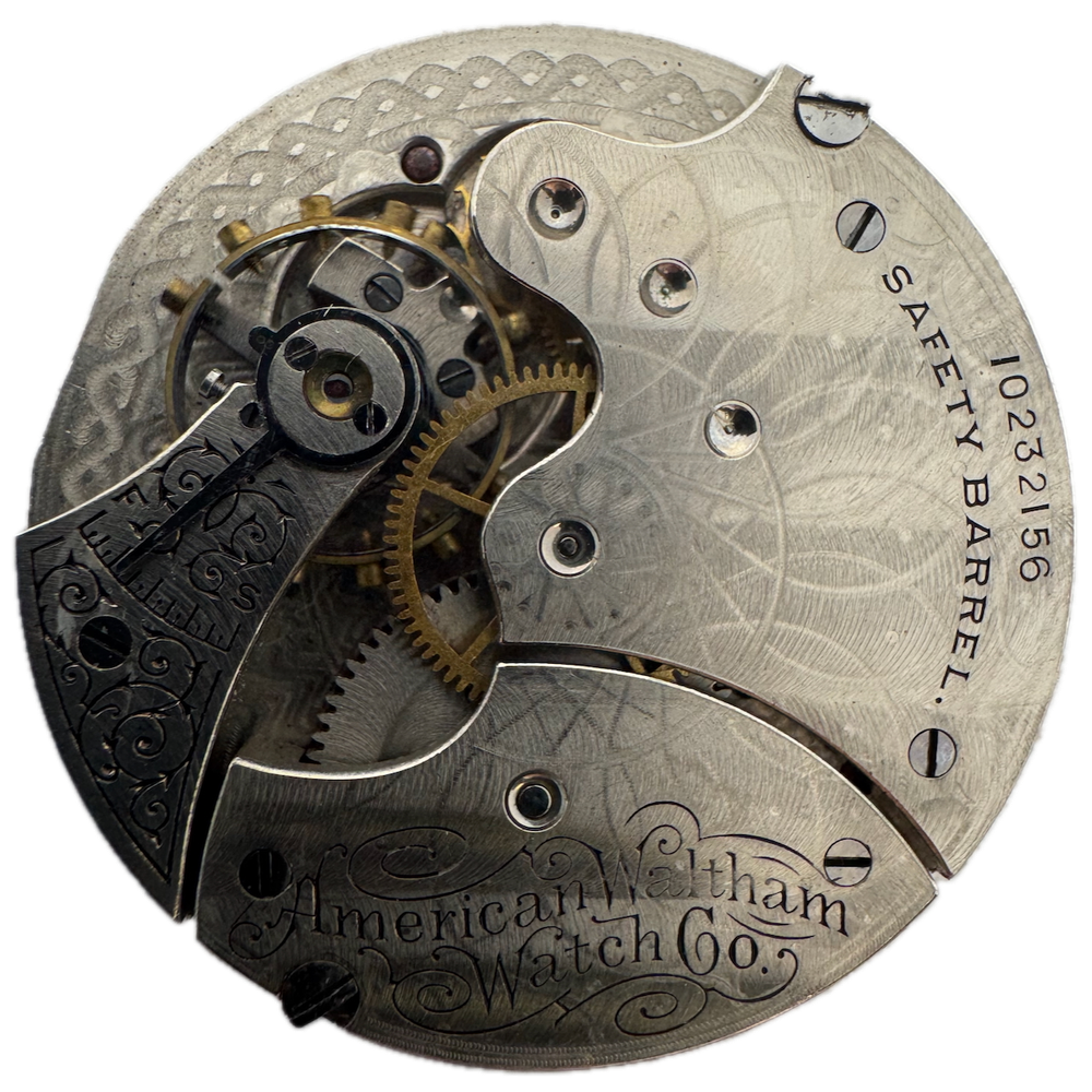 Antique 6s 1901 Waltham 7 Jewel Mechanical Hunter Pocket Watch Movement Seaside
