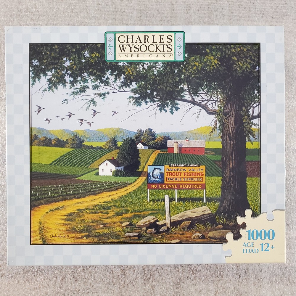 Charles Wysocki Angler's Eden 1000 PC Puzzle Hasbro MB SEALED NEW
