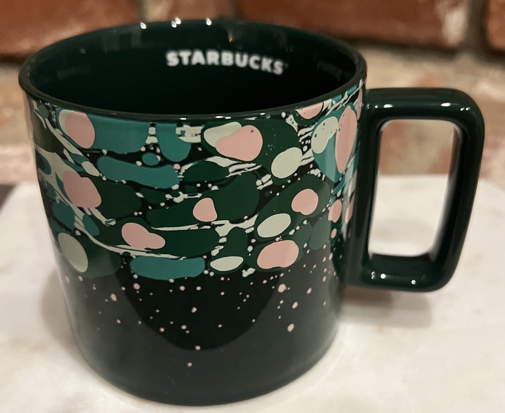 Starbucks Venetian Marble Forest Green Ceramic Coffee Mug/TEA