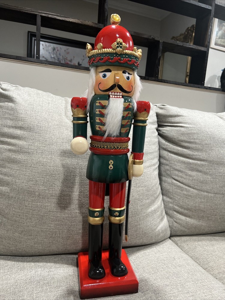VINTAGE NUTCRACKER TOYS CHRISTMAS HOLIDAY DECOR WOODEN RED FIGURINE 24”