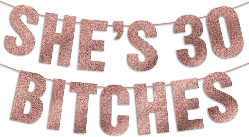 Happy 30th Birthday Decorations for Her, Pre-Strung Bady GoldRose