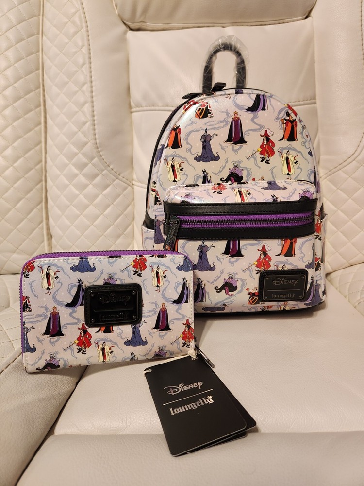 Loungefly Disney Villains Iridescent Mini Backpack and Wallet Combo Set
