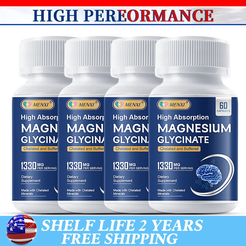 Magnesium Glycinate Capsules 1330mg Sleep,Muscle Support Stress & Anxiety Relief
