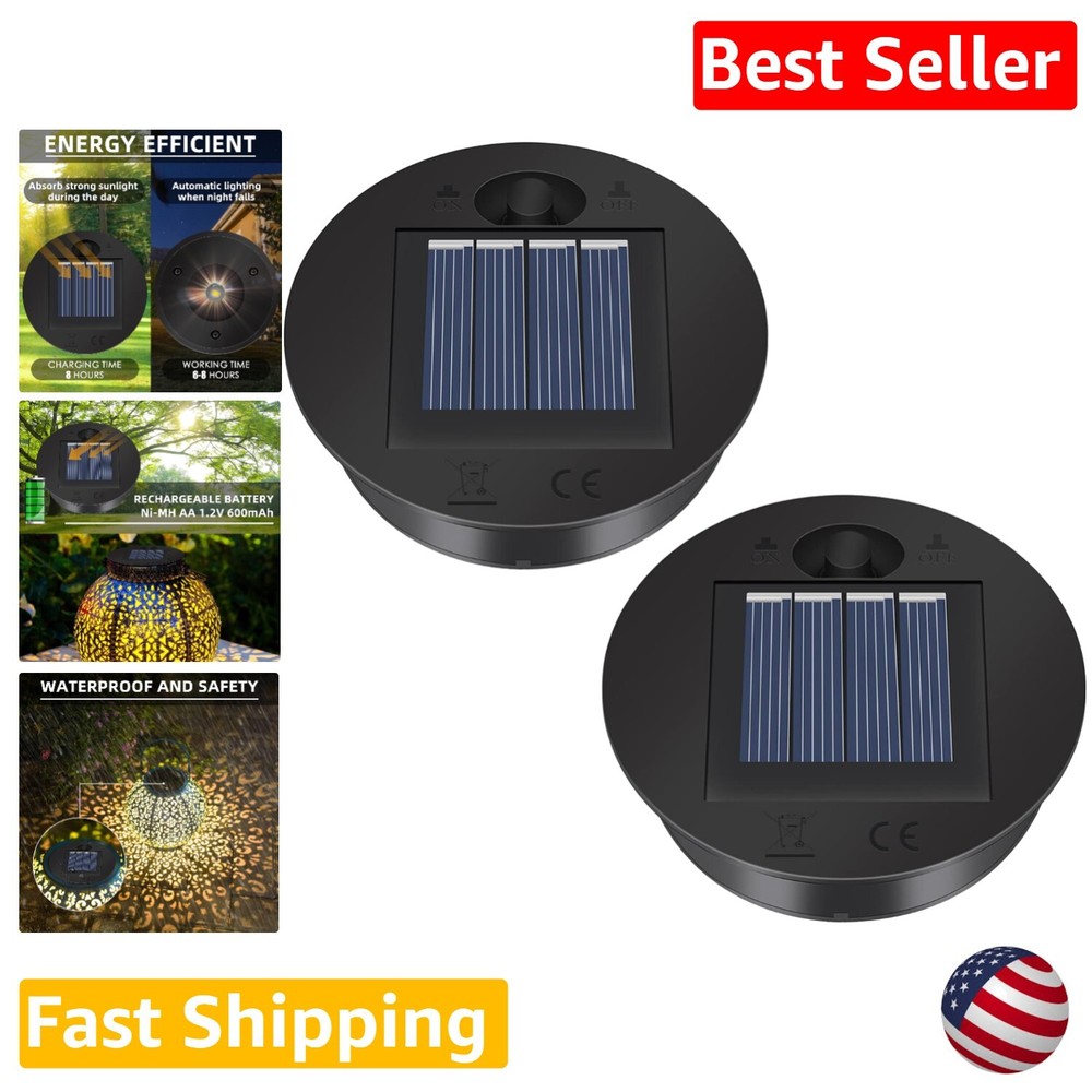 Eco-Friendly Solar Lantern Lid Lights Replacement - Set of 2 for Garden Patio...