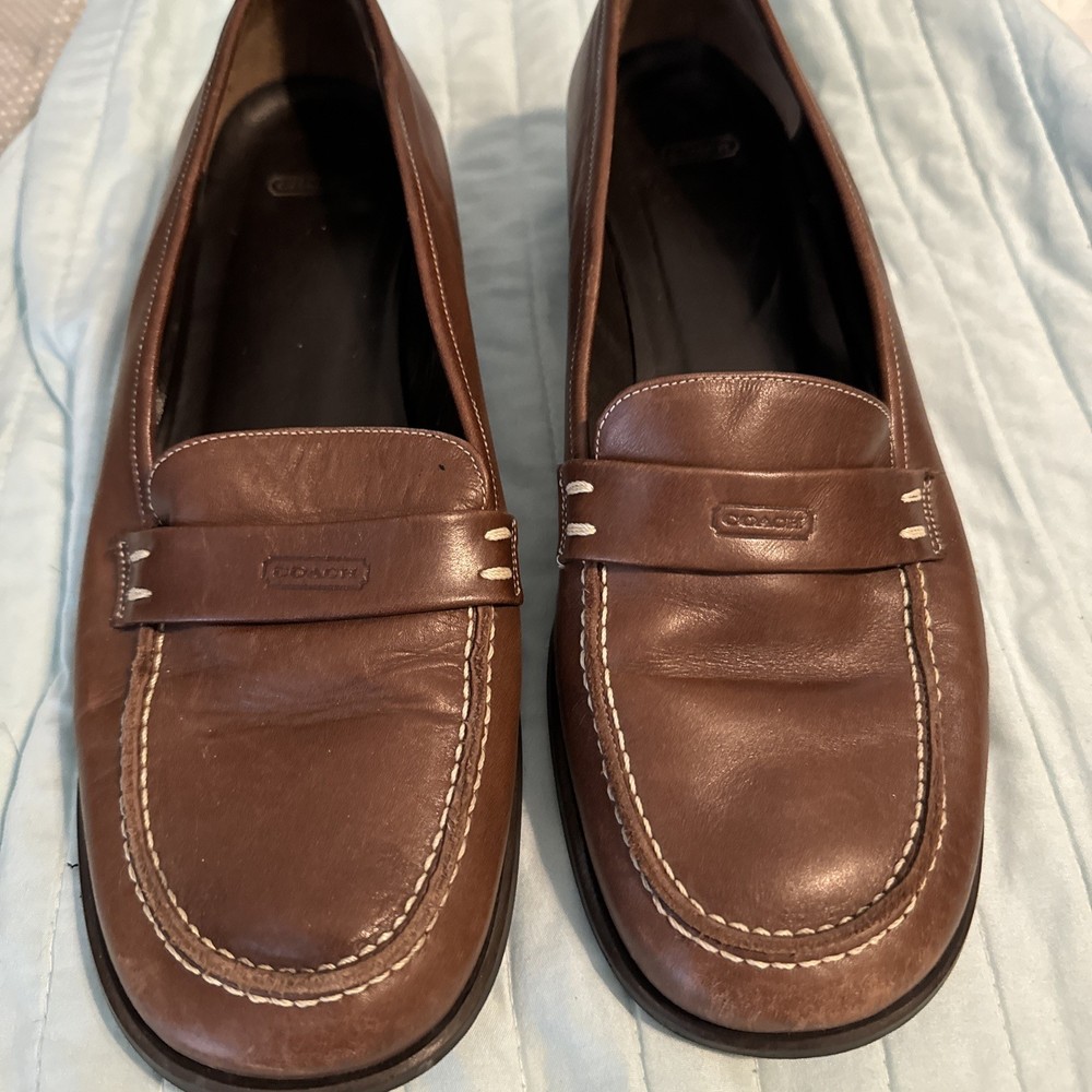 Coach Womens Tan Leather Loafers Shoes Slip on Size 9 1/2 B