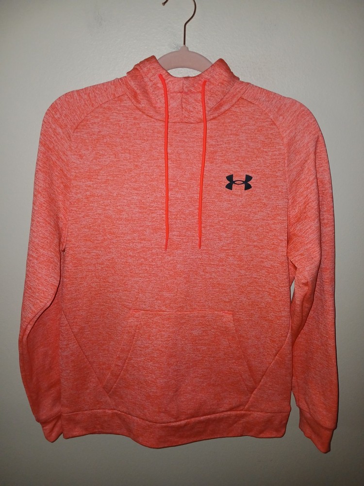 Under Armour Women's Small Loose Fit Bright Coral Pink Drawstring Hoodie