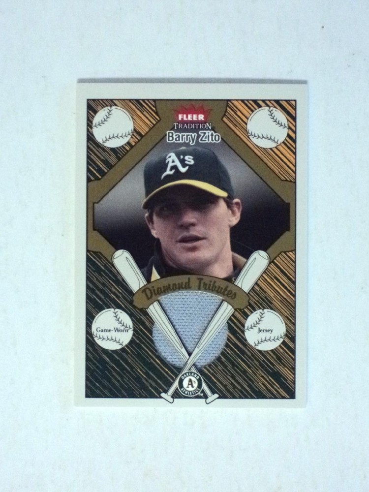 2004 Fleer Tradition Barry Zito game worn Jersey Card MINT -  FLASH SALE-image