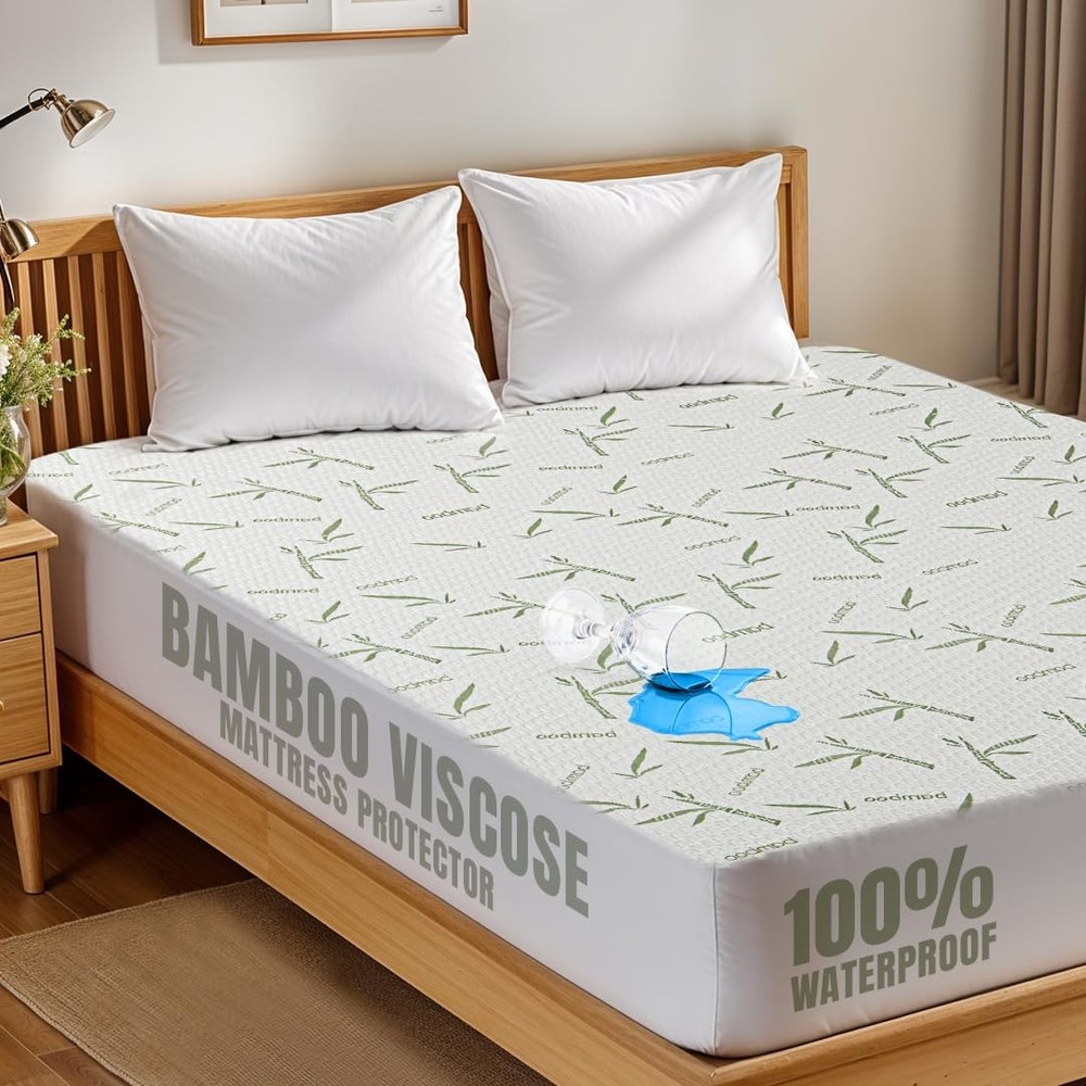 Waterproof Cooling Mattress Protector King Size, 200 GSM Viscose Made from Ba...