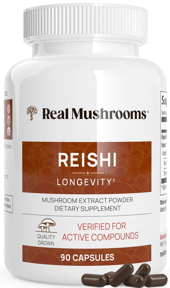 Reishi Mushroom Capsules - Handpicked Organic Mushroom Extracts-Red Reishi 90 CT