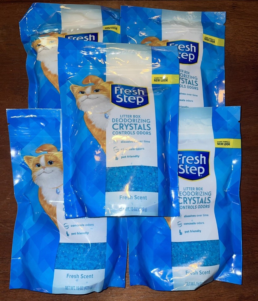 5 Fresh Step Litter Box Deodorizing Crystals, Fresh Scent, 15 Oz Bags