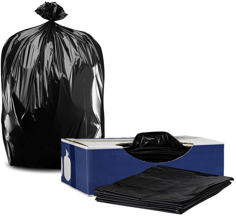 35 Gallon Trash Bags │ 1.5 Mil │ Black Heavy Duty Garbage Can Liners │ 33