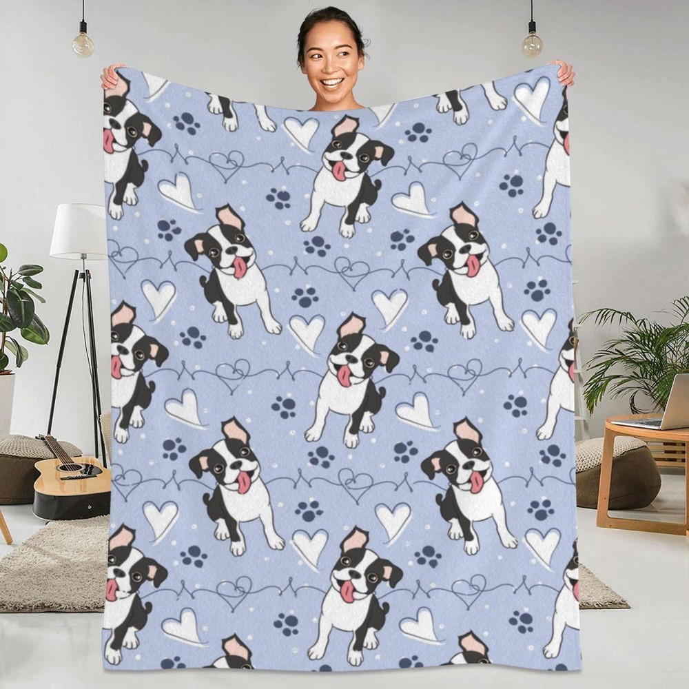 Throw Blanket Dog Love Sofa Covers Woven Multicolor Modern Machine Washable Home