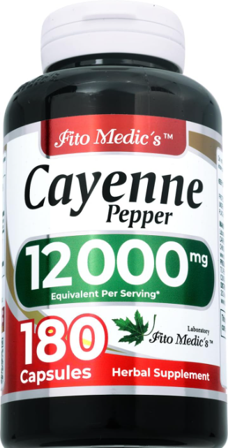 Cayenne Pepper 12,000mg 180 Veggie Capsules Vegetarian Non-GMO Organic USA Made
