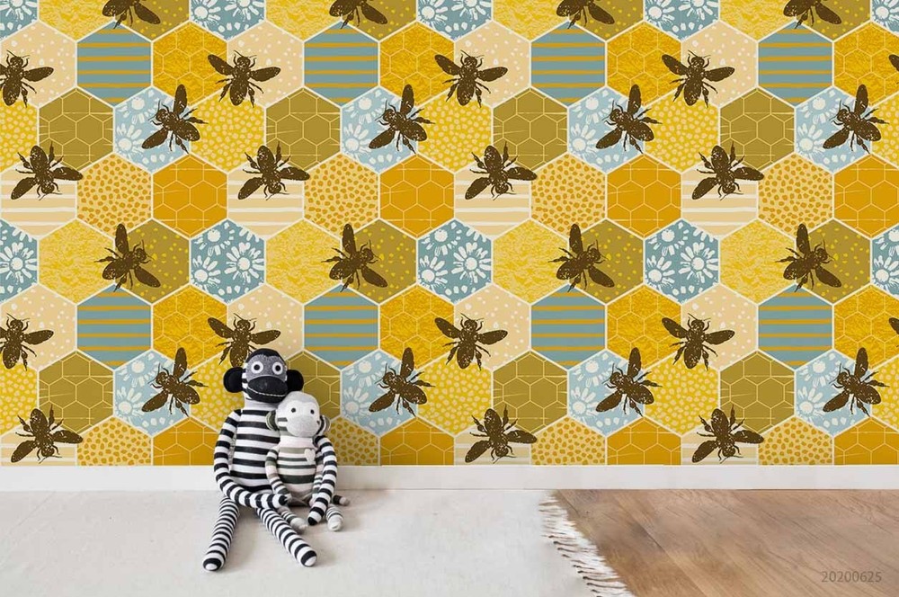 3D Bee Honeycomb Pattern Wall Murals Wallpaper Murals Wall Sticker