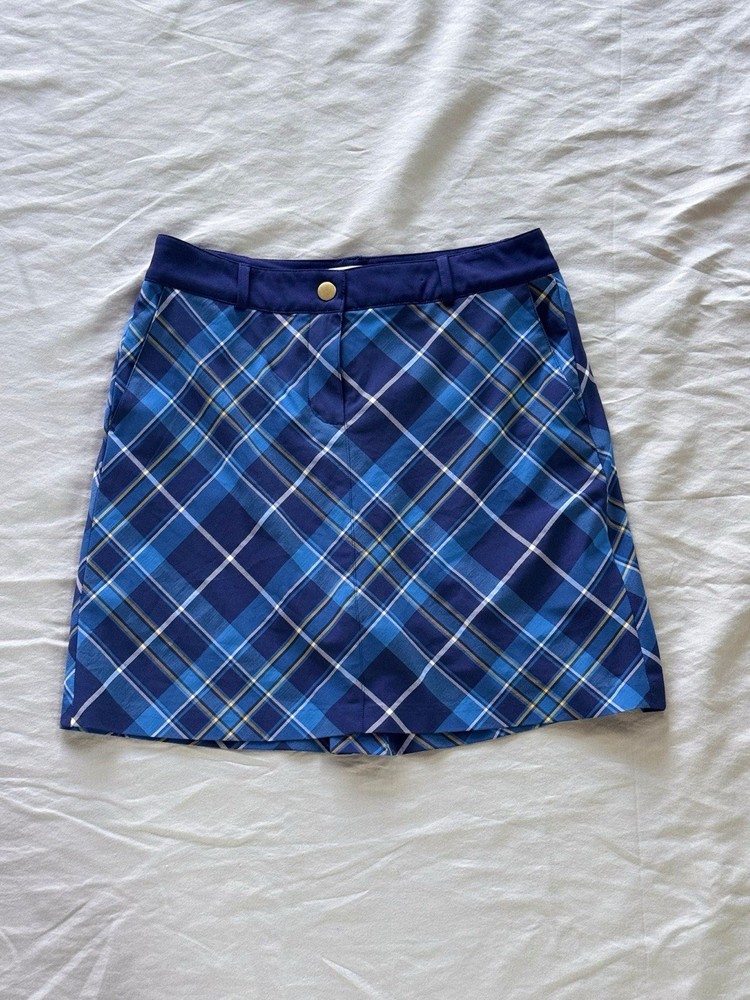 Golf Mini Skirt Size XS Navy Blue Checkered Zipper Pockets