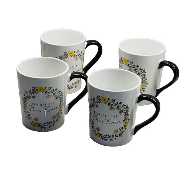Set Of 4 Royal Norfolk Spring Bee Ceramic Coffee Mugs 11 oz-Brand New-