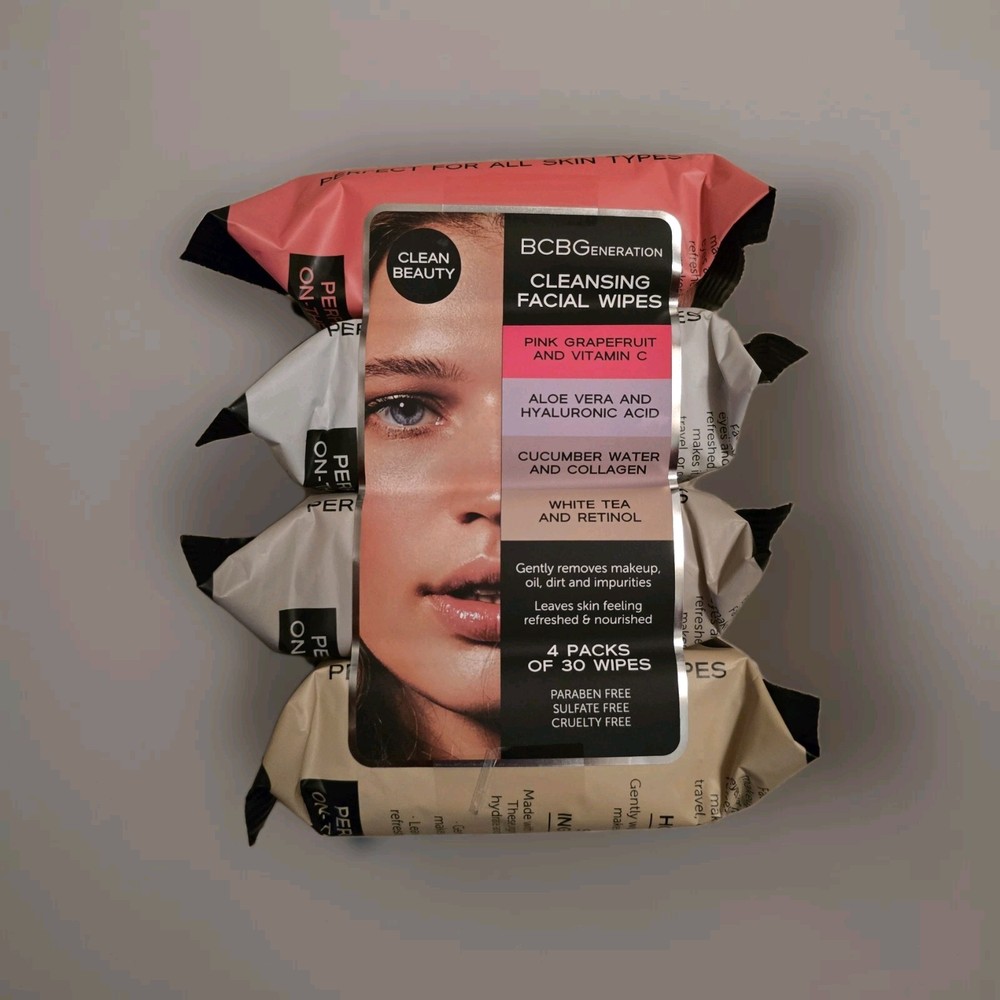 Bcbgeneration Cleansing Facial Wipes Pack  Of 4 , 30 Wipes Per Pkg