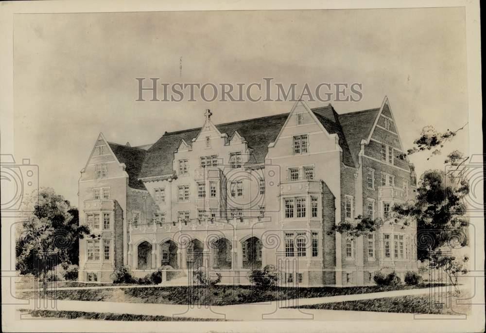 Press Photo Architect's Rendering Our Lady of Elms Academy, Chicopee - sra28578