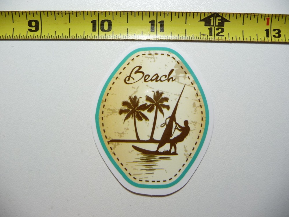 Beach Windsurfing Palm Tree Sticker Decal for Travel Vacation Holiday