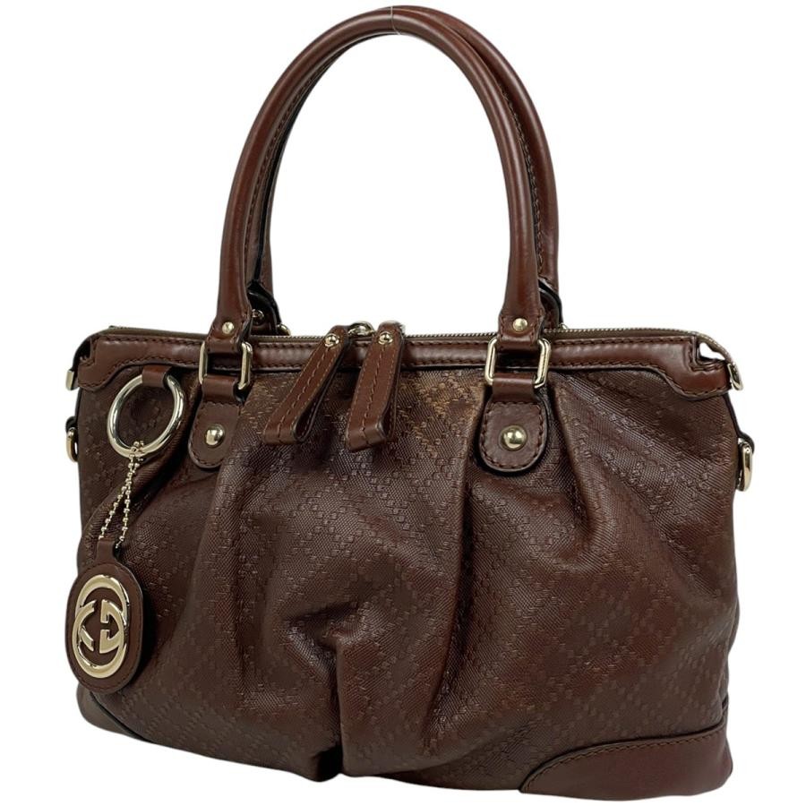 Gucci GG Suki 2WAY Shoulder Bag Brown Leather Diamante Preowned
