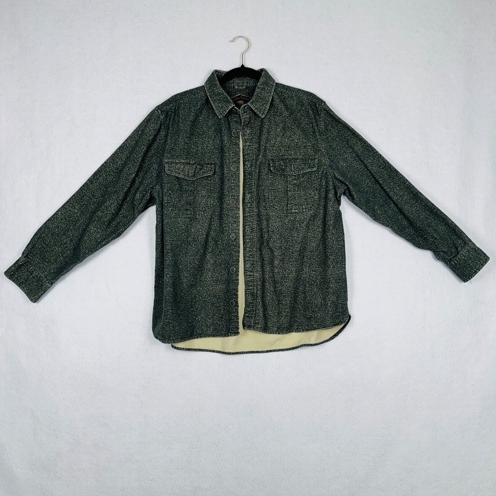 Freedom Foundry Men's L Flannel Shacket in Dark Green Bonfire Woods - Rugged Style