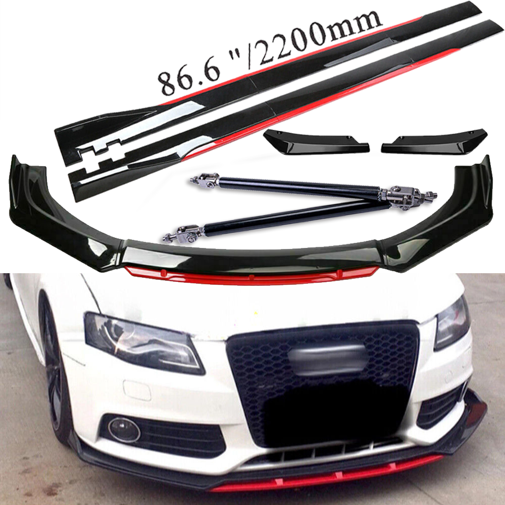 FOR AUDI A4 S4 Front Bumper Lip Spoiler Splitter Side Skirt Body