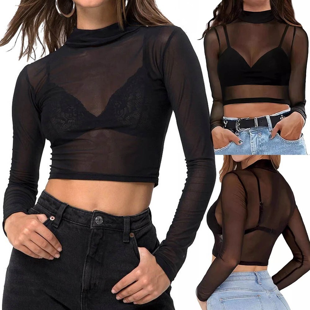 Daily Home Hotel Top Top Tight Top Womens Black Mid High Collar Polyester