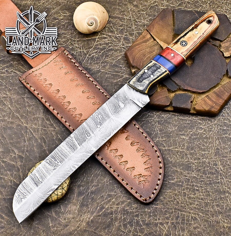 Custom HANDMADE DAMASCUS STEEL KITCHEN CHEF KNIFE WITH UNIQUE HANDLE