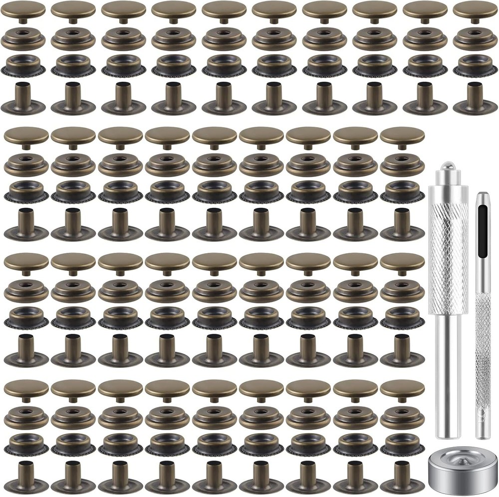 72 Pieces 15MM Snap Fastener Kit Tool Button kit (1) 18 Sets Bronze