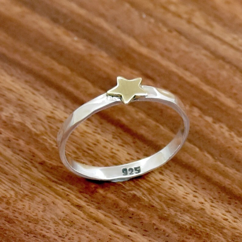 Dainty Star Band Ring Handmade 925 Sterling Silver Brass Gift for Women