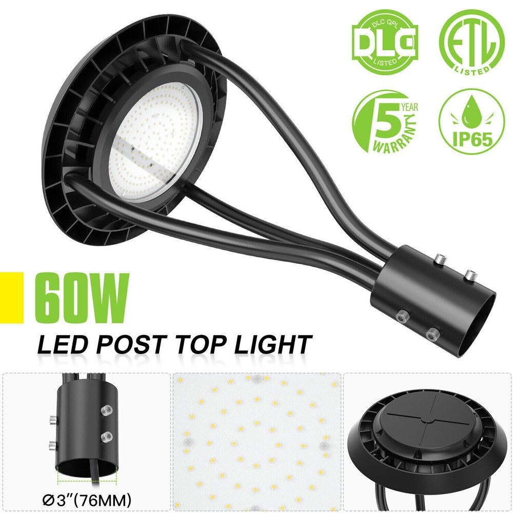 60W LED Post Light for Streets, Gardens, Pathways, Parks, and Parking Lots