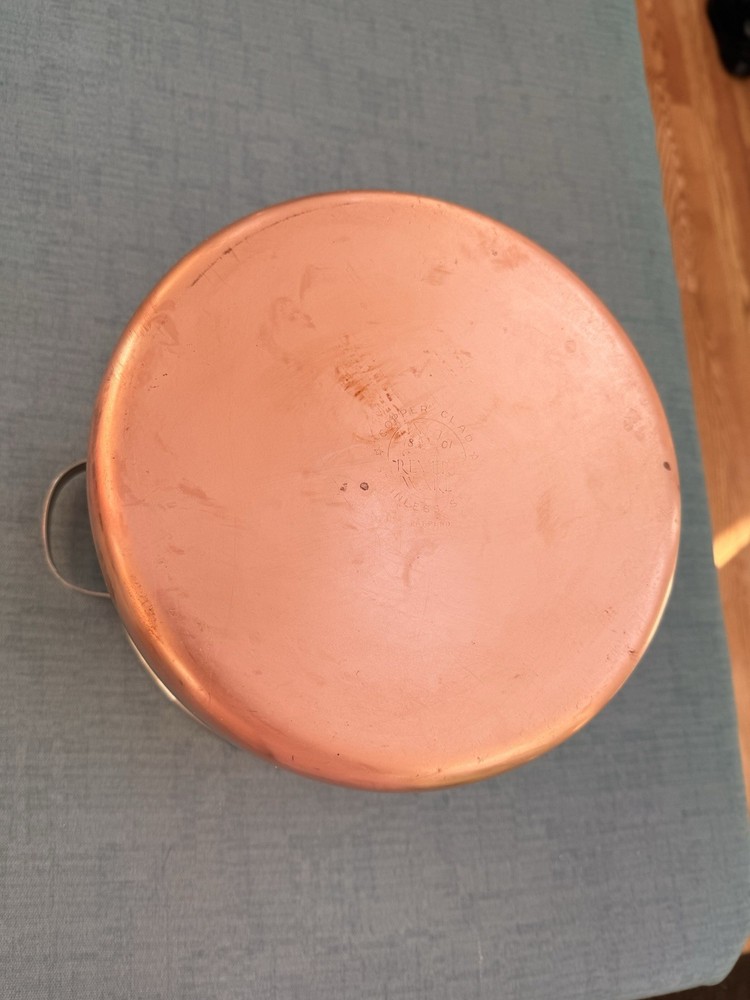 Revere Ware 6 Qt Stock Pot NO LID vintage Copper USA Stainless Steel Rare