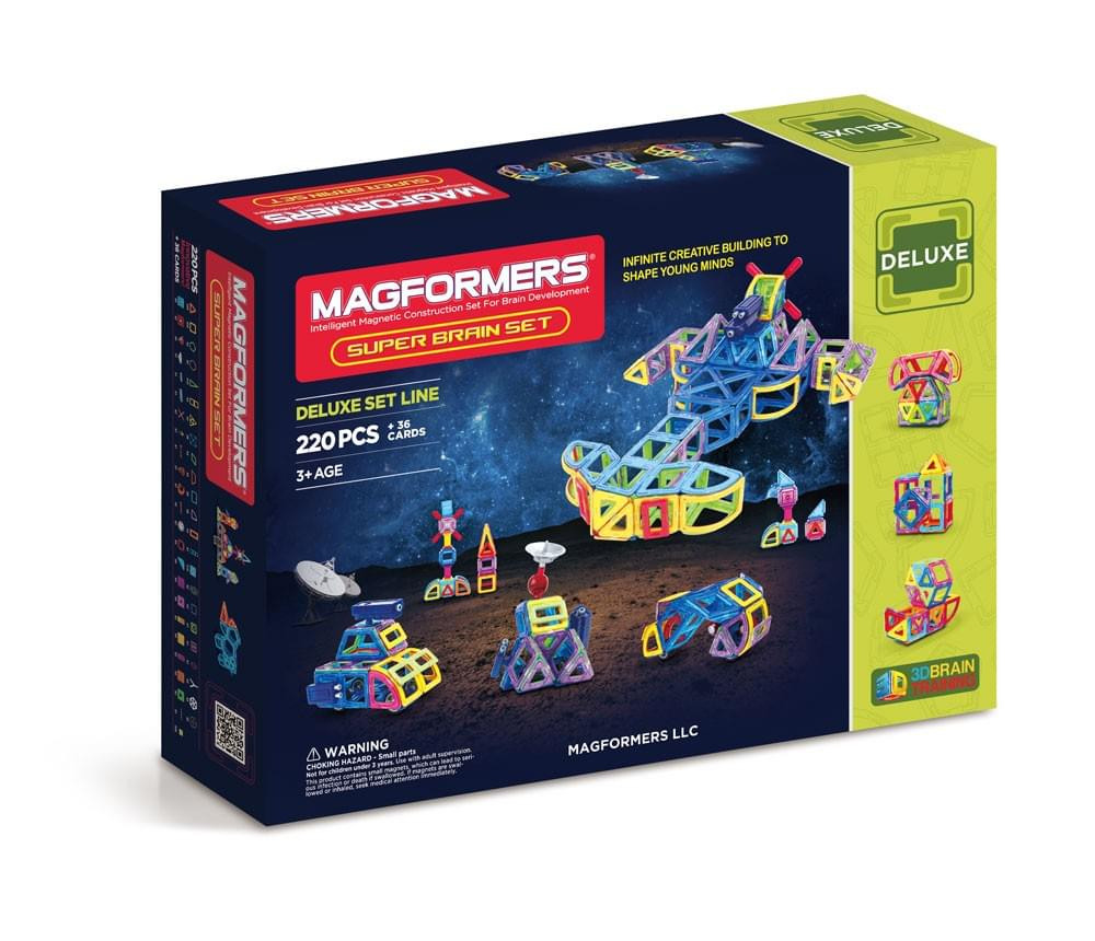Magformers Super Brain 220-Piece Magnetic Building Set – STEM Educational Toy for Creative Construction and Brain Development