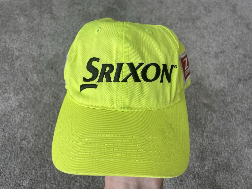 Srixon Hat Cap Mens Neon Yellow Strap Back Golf Golfer Golfing Tour Z Star Ball
