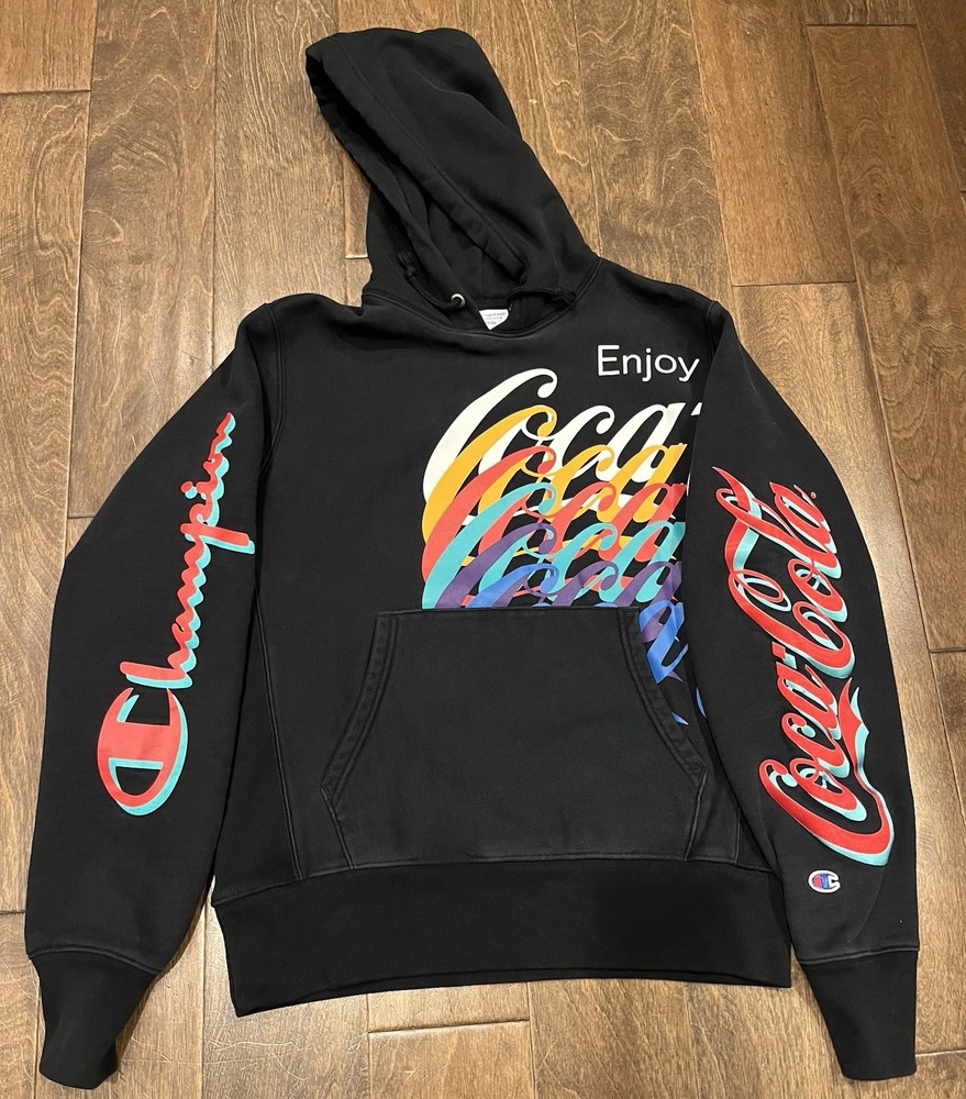 Vintage Men’s Champion Reverse Weave Enjoy Coca Cola Hooded Sweatshirt Medium