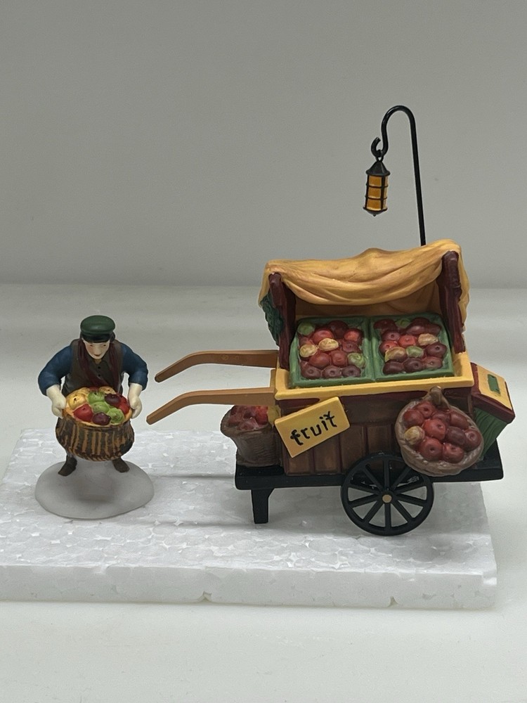 Dept 56 Heritage Village Collection Chelsea Market Fruit Monger & Cart Set Of 2