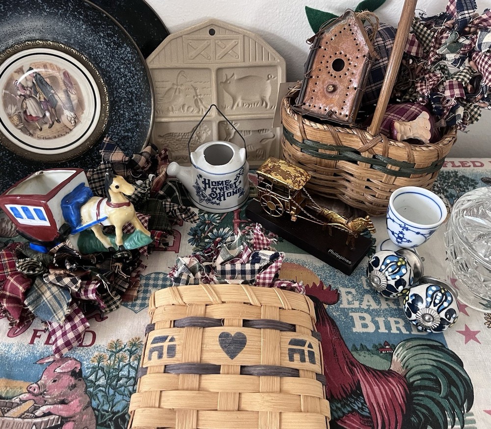 Vintage Home Decor Lot Country Hearts Planter Regency Cottagecore Rustic