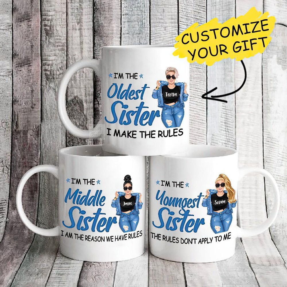 Custom Name Sister Rules Mug - Personalized Only Sister Gift  