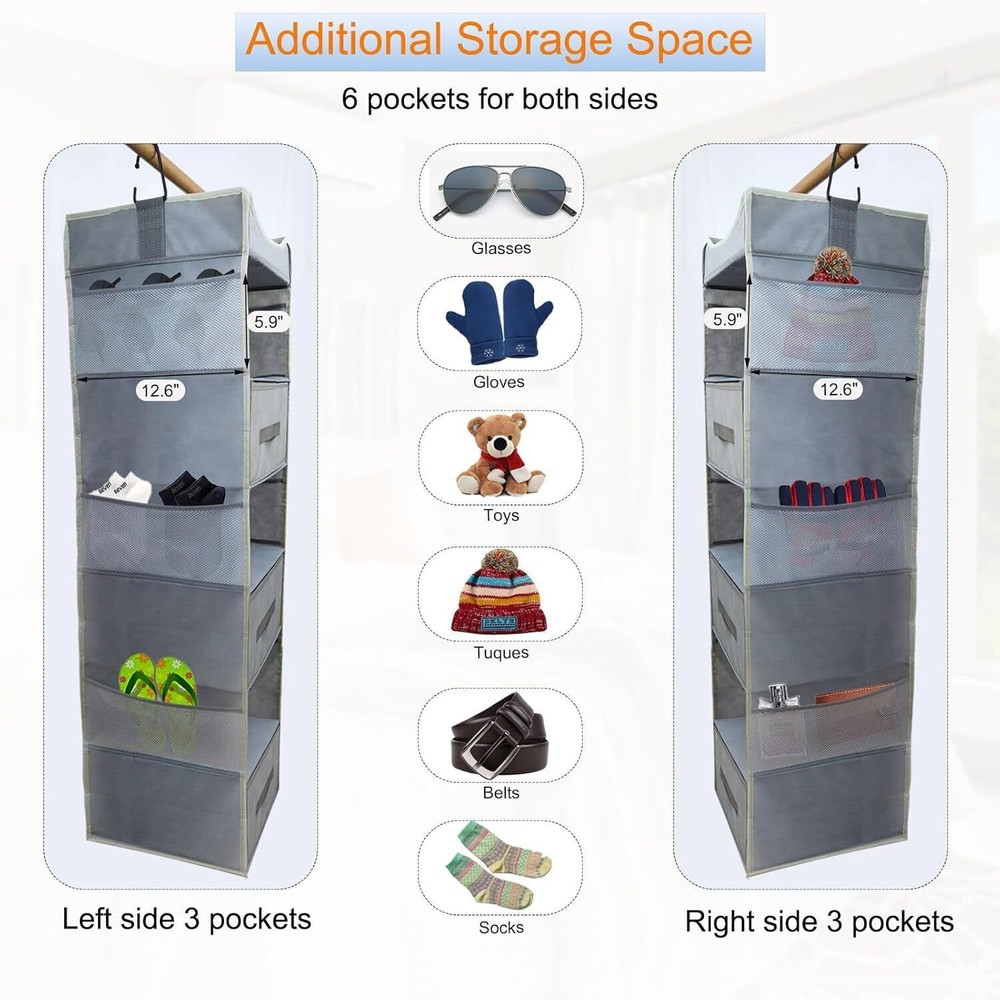 7-Tier Hanging Closet Organizer，Grey