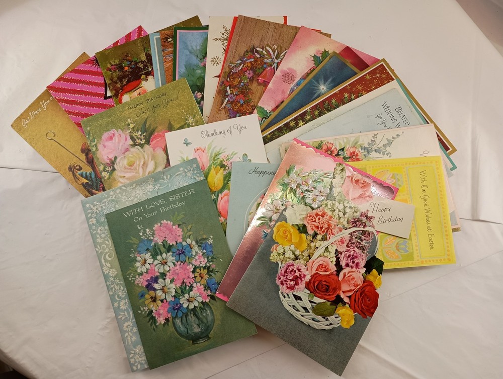 Vintage 1960s-70s Mixed Greeting Card Lot Birthday Christmas Valentines + MORE.