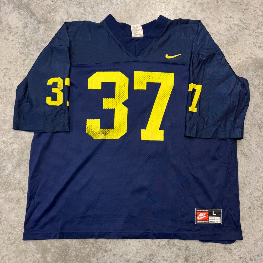 Vintage Nike mens Large Michigan Wolverines football jersey blue 90s NCAA