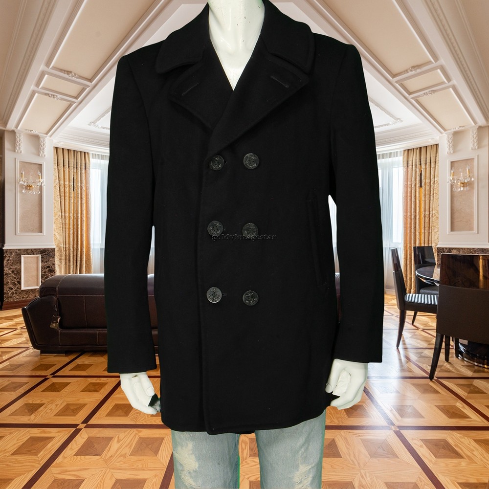 Vintage 1950s US Navy Wool Peacoat with Anchor Motif