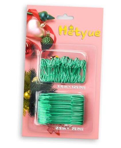 Green Christmas Ornament Hooks for Tree - 200Pcs Metal Hangers for Christmas