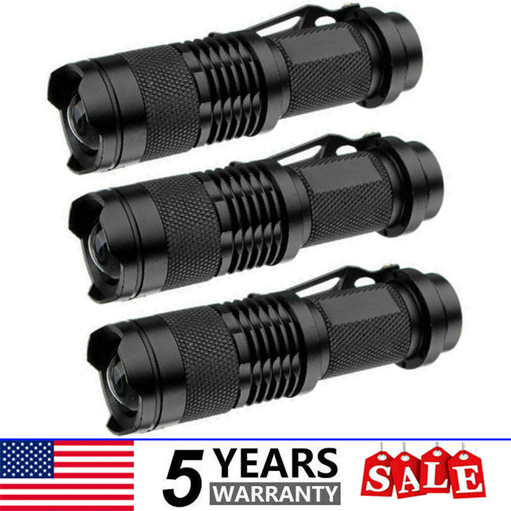 3 PCS Tactical Flashlight LED Torch Mini Light Clip Super Bright Handheld Light