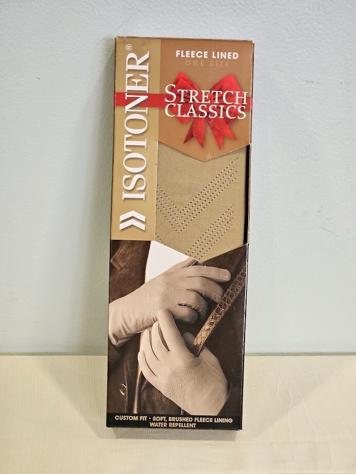 Isotoner Tan Driving Gloves One Size NWT Stretch Classic Soft Fleece Lining