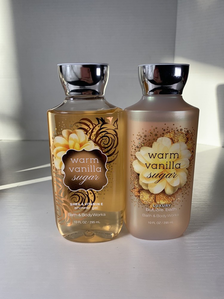 2 Pack Bath Body Works Shower Gel/ Bubble Bath WARM VANILLA SUGAR 10fl oz /295mL