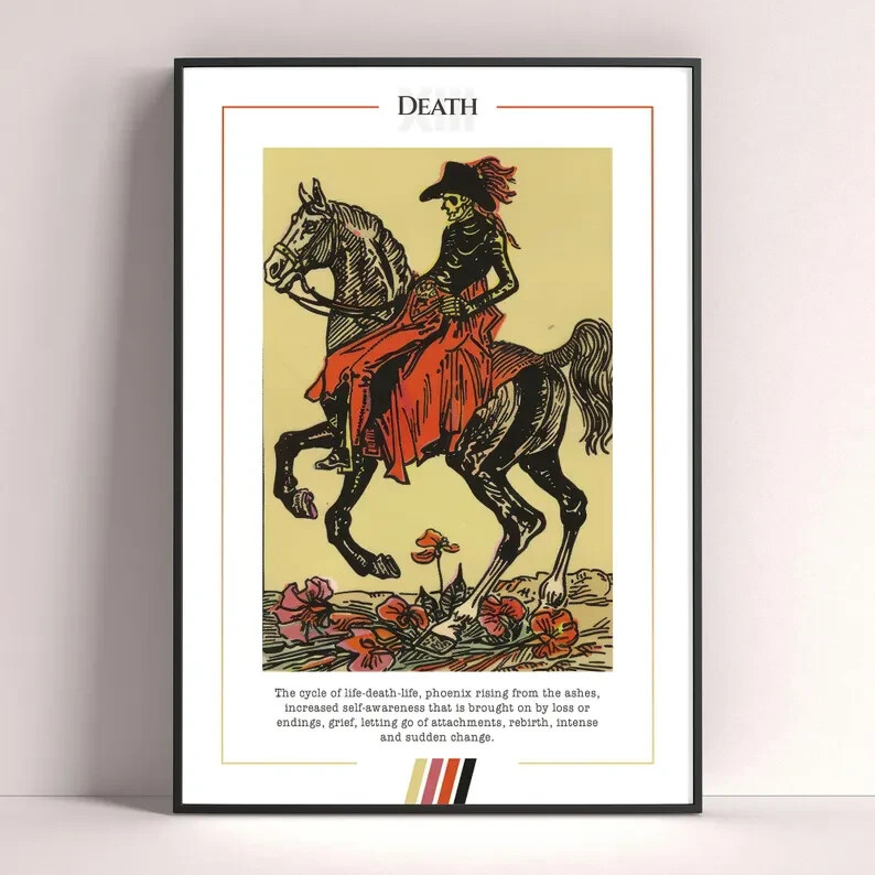 Death Tarot Card Art Print - Gothic Tarot Poster Printable Wall Decor