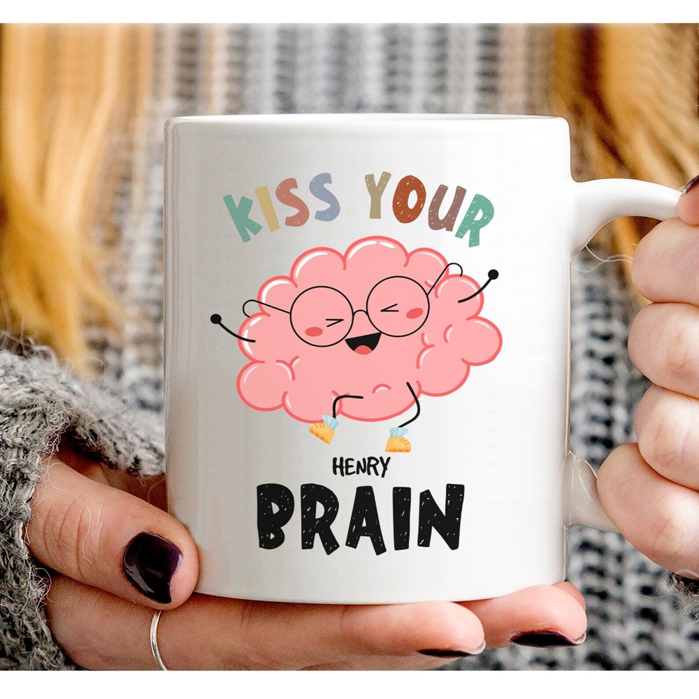 Kiss Your Brain Retro Teacher Mug Funny Teacher Gifts Personalized Coffee